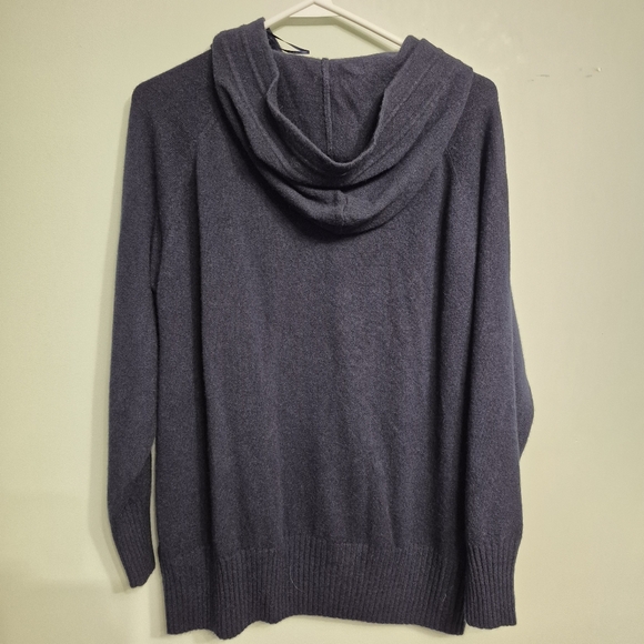 Autograph Men's Quiet Luxury Navy Cashmere Knit Zip Hooded Sweater Size Medium - Picture 6 of 6